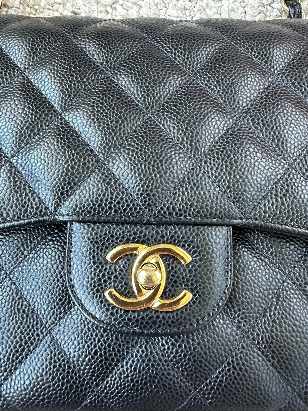 Chanel Jumbo Classic Flap - Black Caviar Leather - Gold Hardware - Full Set 2018